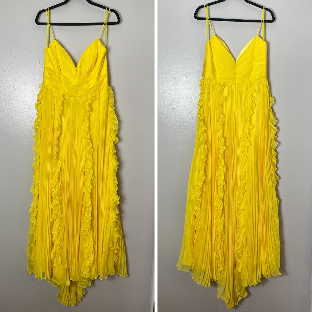 MAC DUGGAL DRESS GOWN YELLOW BRIDESMAID FORMAL EVENING WEDDING GUEST COQUETTE